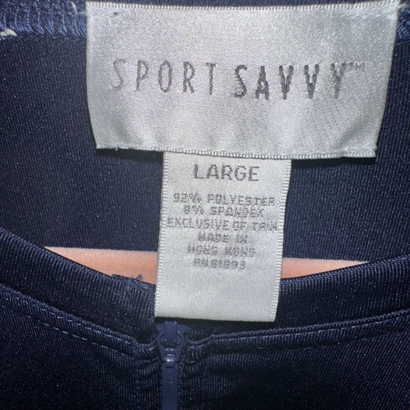 NWOT QVC Women SZ L Sport Savvy LuxDri Color Block T-shirt BLUE YELLOW 1/4 Zip - Picture 4 of 7